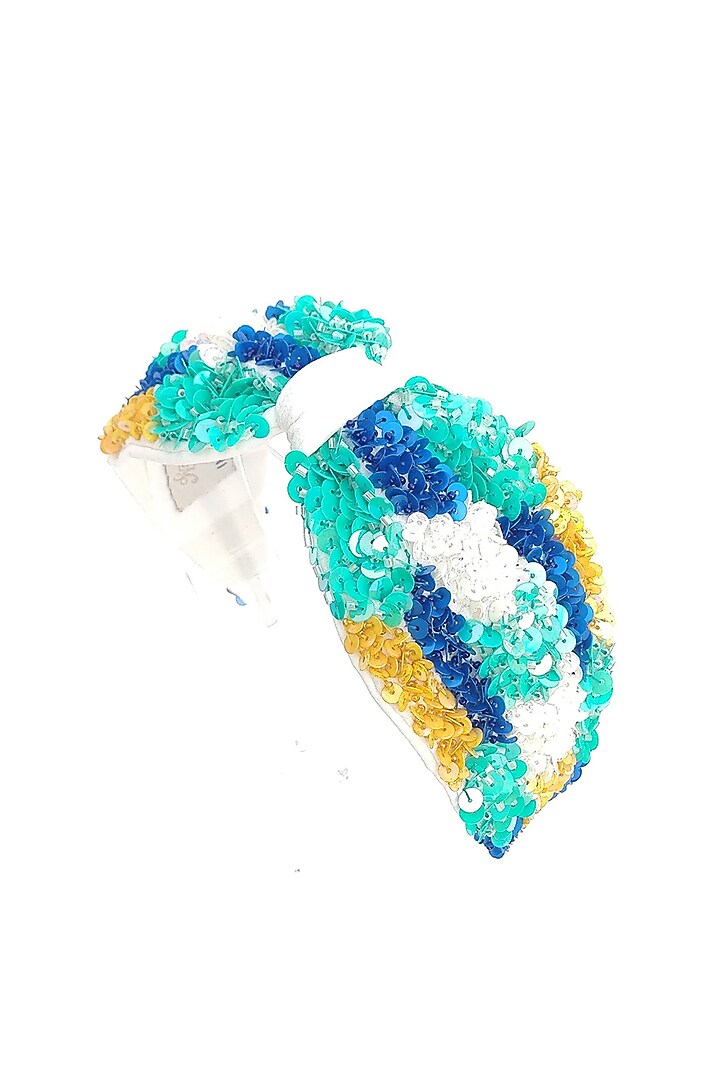 Multi-Colored Italian Crepe Embroidered Hairband by Diya Aswani at Pernia's Pop Up Shop