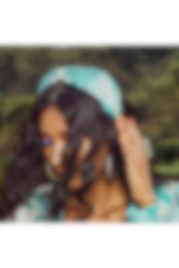 Blue Organza Embroidered Hairband by Diya Aswani at Pernia's Pop Up Shop