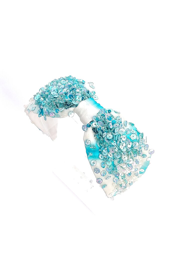 Blue Organza Embroidered Hairband by Diya Aswani at Pernia's Pop Up Shop