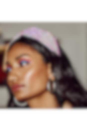 Lilac Italian Crepe Embroidered Hairband by Diya Aswani at Pernia's Pop Up Shop