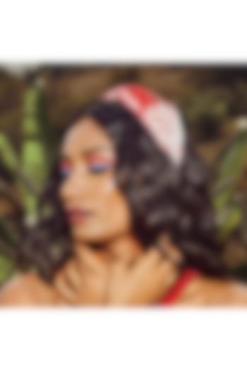 Red Organza Embroidered Hairband by Diya Aswani at Pernia's Pop Up Shop