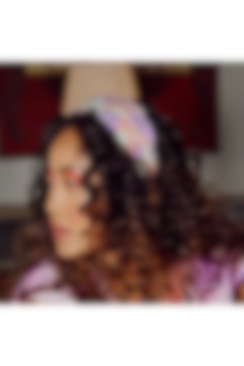 Multi-Colored Italian Crepe Embroidered Hairband by Diya Aswani at Pernia's Pop Up Shop