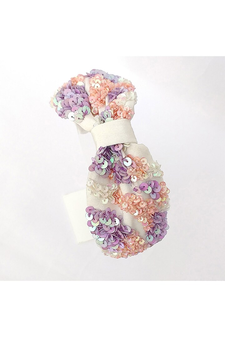 Multi-Colored Italian Crepe Embroidered Hairband by Diya Aswani at Pernia's Pop Up Shop