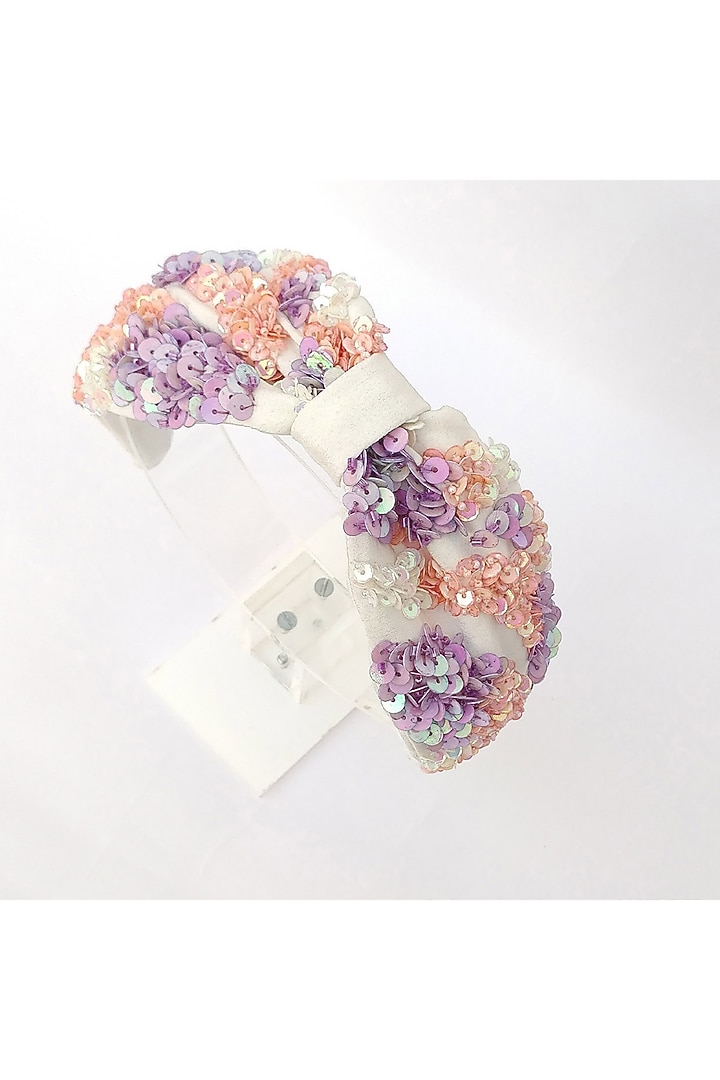 Multi-Colored Italian Crepe Embroidered Hairband by Diya Aswani at Pernia's Pop Up Shop