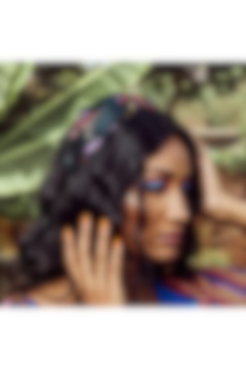 Multi-Colored Italian Crepe Embroidered Hairband by Diya Aswani at Pernia's Pop Up Shop