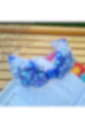 Pristine Royal Blue Organza Embroidered Hairband by Diya Aswani at Pernia's Pop Up Shop