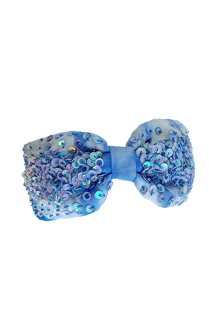 Pristine Royal Blue Organza Embroidered Hairband by Diya Aswani at Pernia's Pop Up Shop