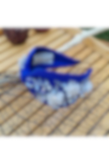 Blue Korean Fabric Embroidered Hairband by Diya Aswani at Pernia's Pop Up Shop
