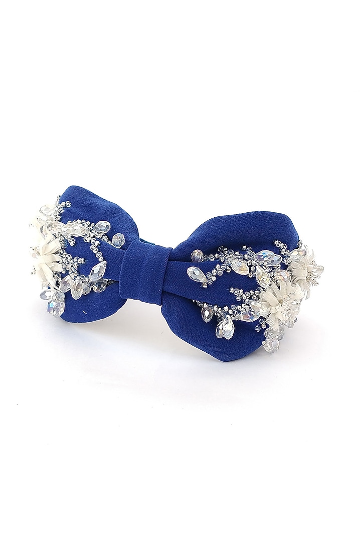 Blue Korean Fabric Embroidered Hairband by Diya Aswani at Pernia's Pop Up Shop