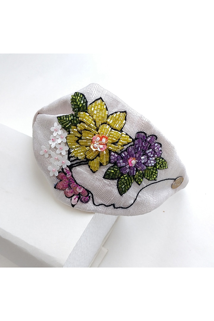 Pink Paprika Silk Sequins & Cutdana 3D Embroidered Hairband by Diya Aswani at Pernia's Pop Up Shop