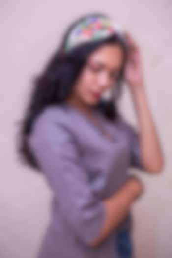 Off-White Banana Crepe 3D Embroidered Blooming Bird Hairband by Diya Aswani at Pernia's Pop Up Shop