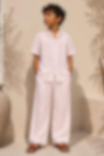 Blush Pink Linen Co-Ord Set For Boys by DIERMEISS BY THE DRAGON LADY KIDS at Pernia's Pop Up Shop
