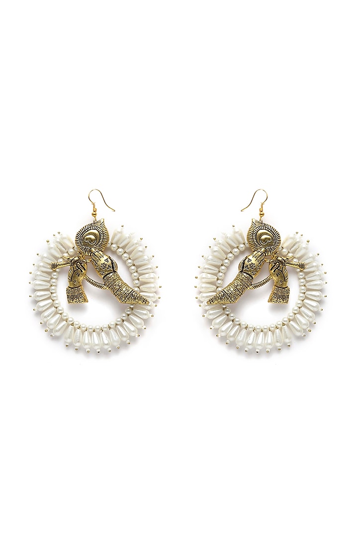 Gold Finish Pearls Chandbali Earrings by Dugran By Dugristyle