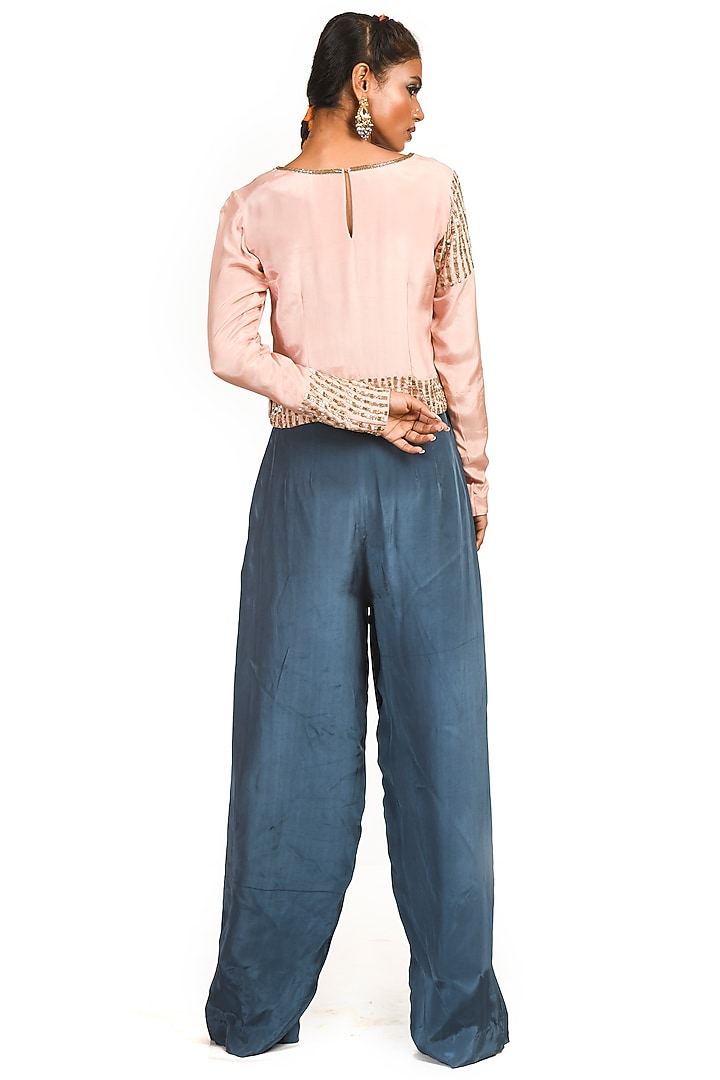 Grey Crepe Pant Set by Debarun at Pernia's Pop Up Shop