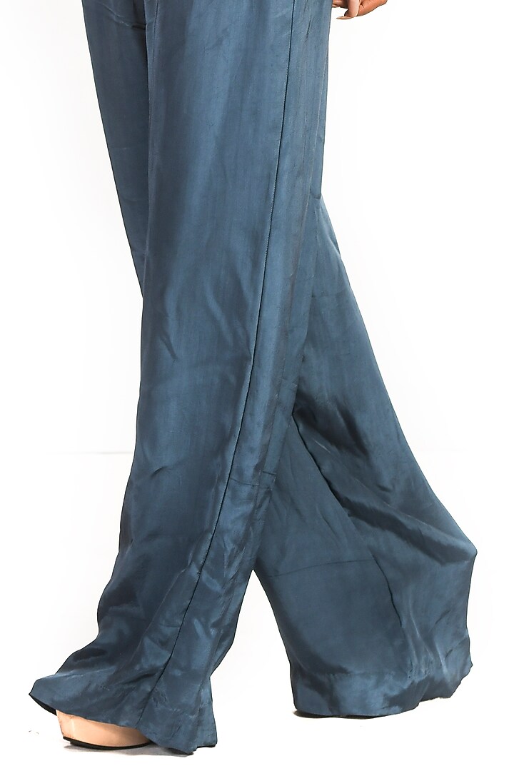 Grey Crepe Pant Set by Debarun at Pernia's Pop Up Shop