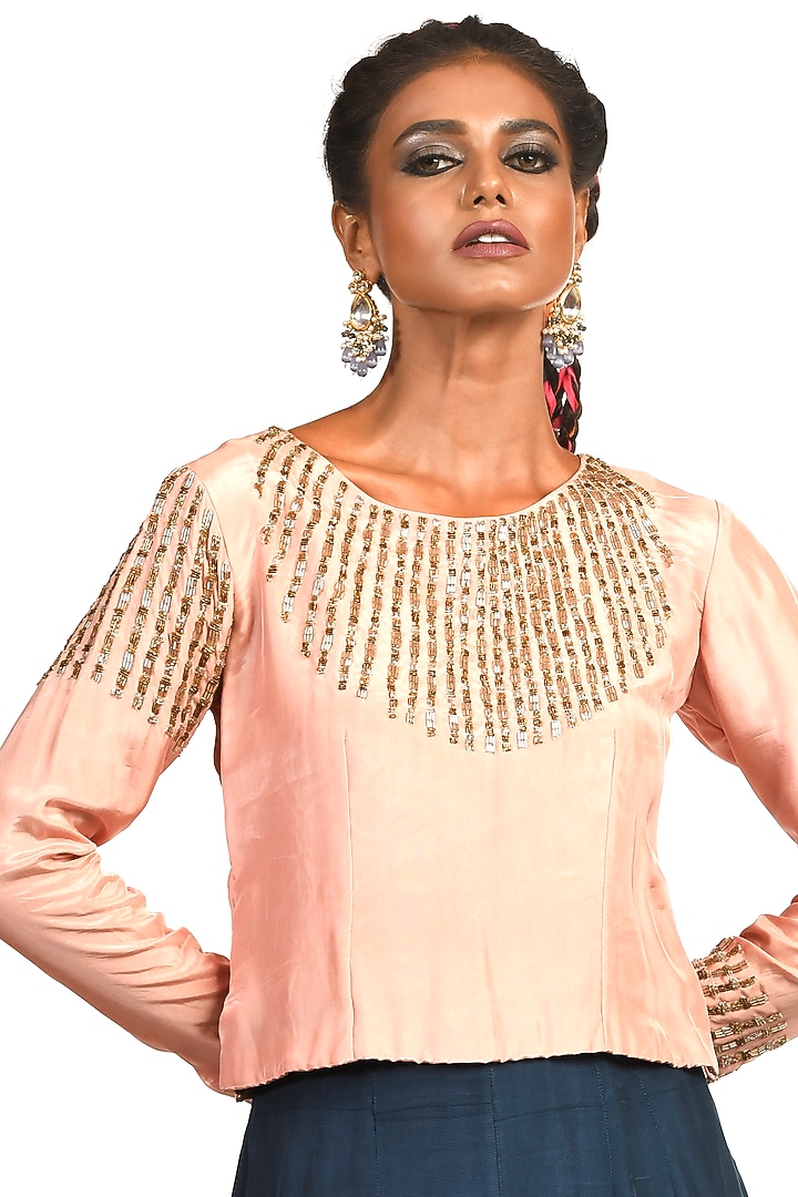 Grey Crepe Pant Set by Debarun at Pernia's Pop Up Shop