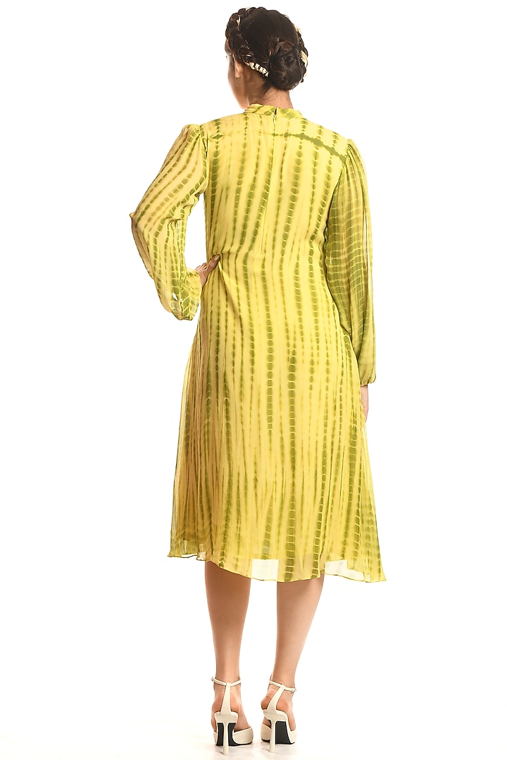 Lemon Yellow Shibori Vacation Dress by Debarun at Pernia's Pop Up Shop