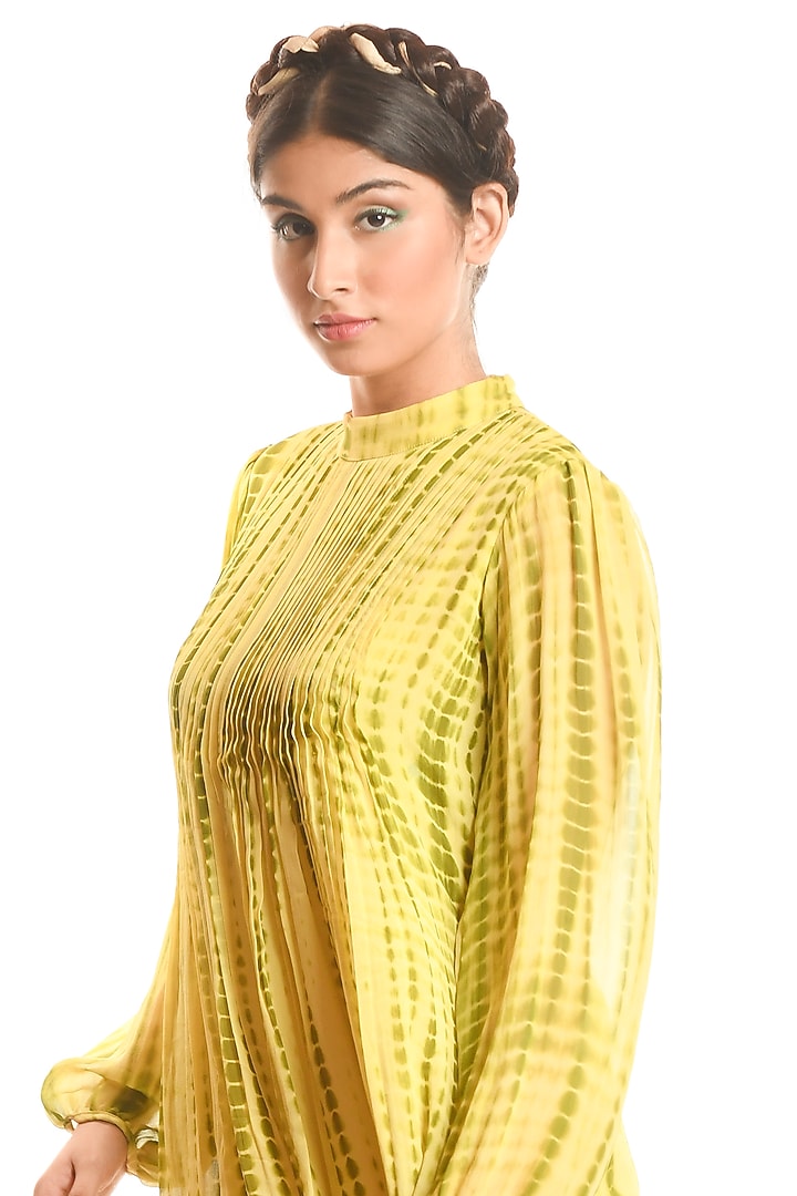 Lemon Yellow Shibori Vacation Dress by Debarun at Pernia's Pop Up Shop