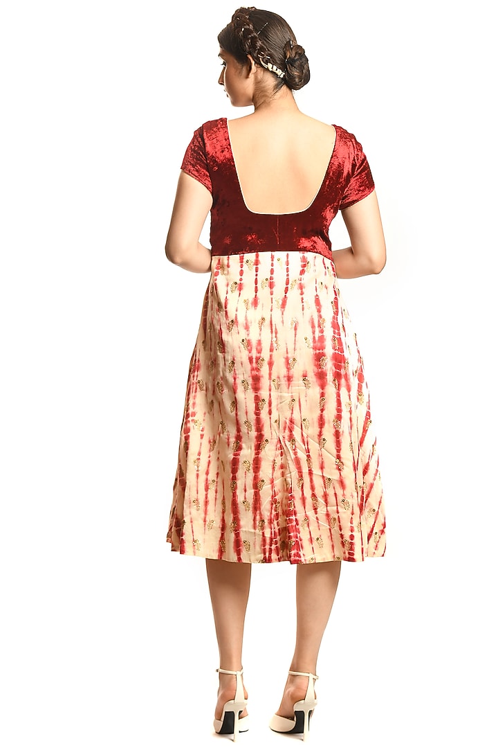 Maroon & Cream Shibori Tunic by Debarun at Pernia's Pop Up Shop