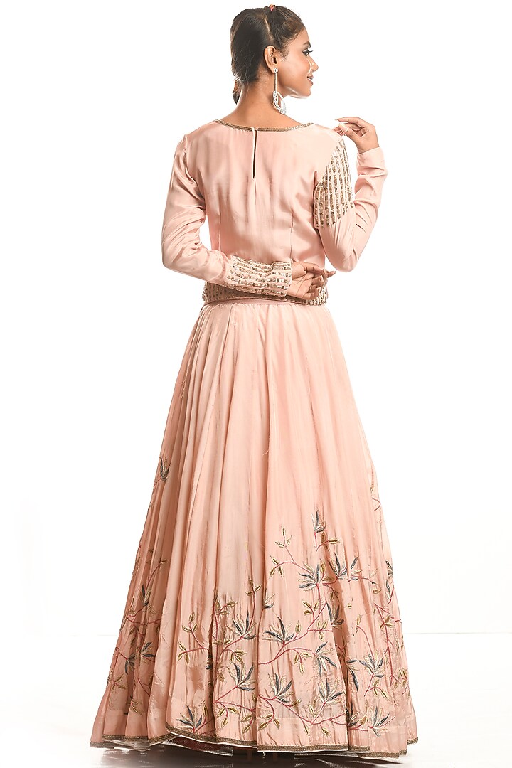 Powder Pink Embroidered Skirt Set by Debarun at Pernia's Pop Up Shop