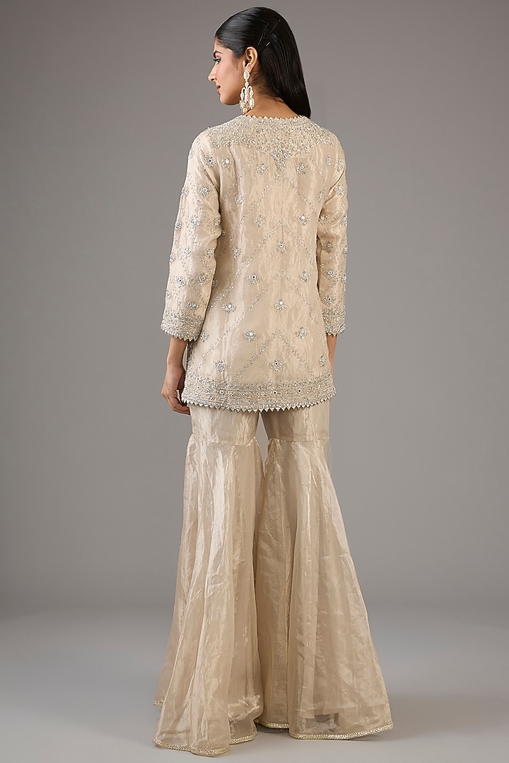 Silver Tissue Bridal Sharara Set by Devika Bhayana at Pernia's Pop Up Shop