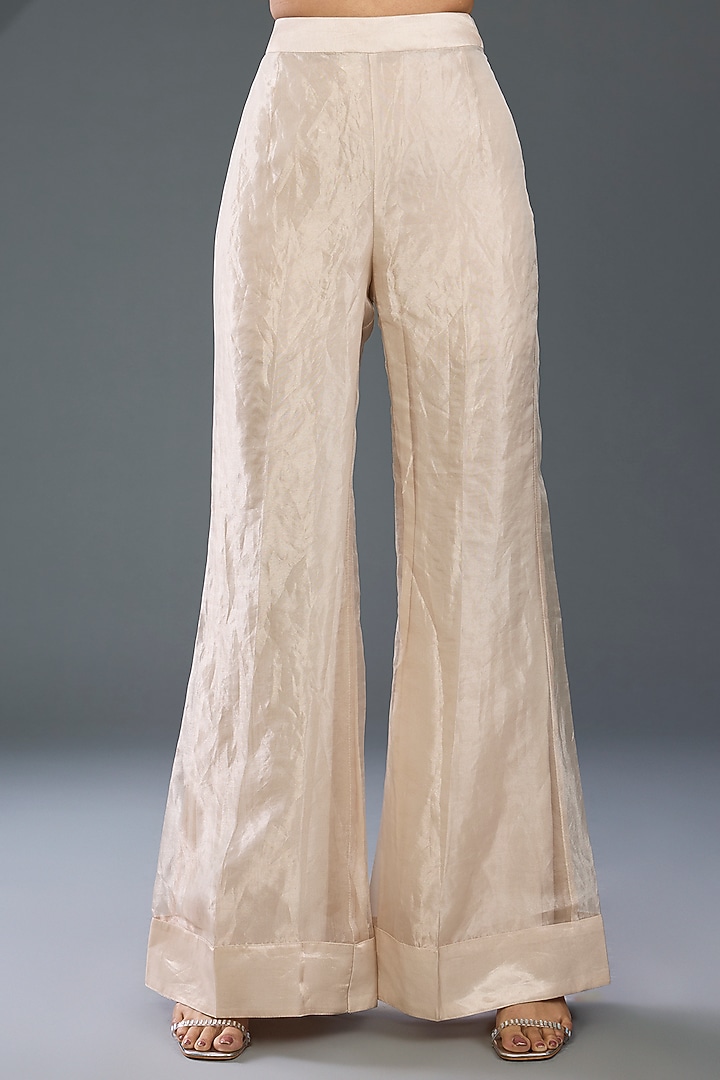 Silver Tissue Hand & Machine Embroidered Kurta Set by Devika Bhayana at Pernia's Pop Up Shop