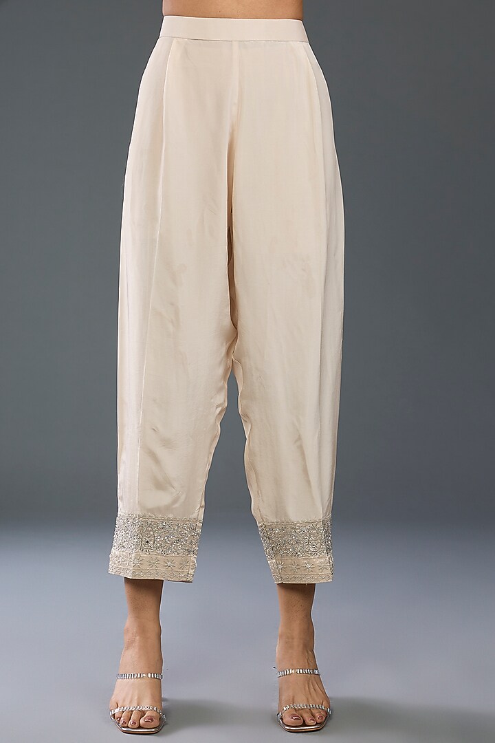 Silver Tissue Hand & Machine Embroidered Kurta Set by Devika Bhayana at Pernia's Pop Up Shop