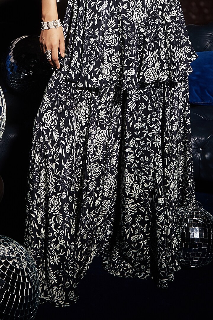 Black Crepe Bridal Sharara Set by Devika Bhayana at Pernia's Pop Up Shop