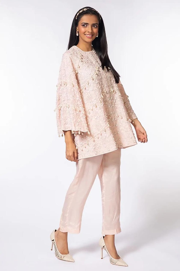 Pink Crepe Tassel Embellished Co-Ord Set by Devika Bhayana at Pernia's Pop Up Shop