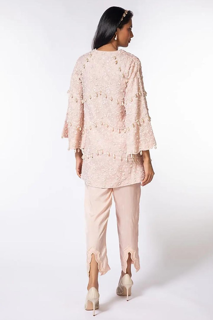 Pink Crepe Tassel Embellished Co-Ord Set by Devika Bhayana at Pernia's Pop Up Shop