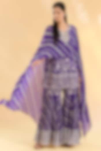 Purple Georgette Gharara Set by Devika Bhayana at Pernia's Pop Up Shop