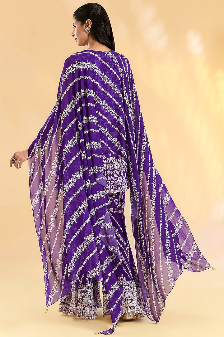 Purple Georgette Gharara Set by Devika Bhayana at Pernia's Pop Up Shop