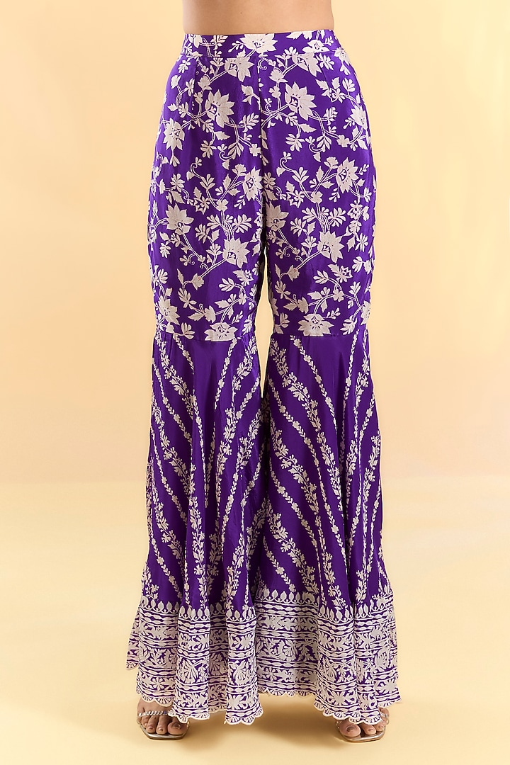 Purple Georgette Gharara Set by Devika Bhayana at Pernia's Pop Up Shop