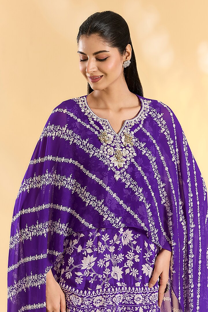 Purple Georgette Gharara Set by Devika Bhayana at Pernia's Pop Up Shop