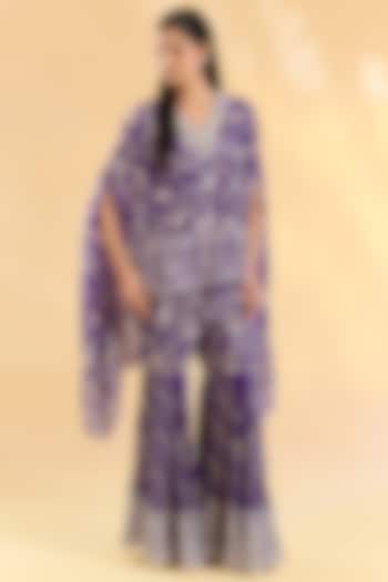 Purple Crepe Gharara Set by Devika Bhayana at Pernia's Pop Up Shop