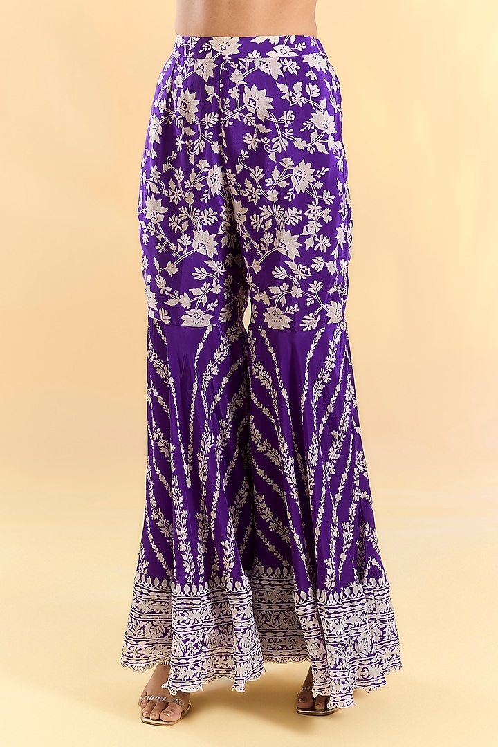 Purple Crepe Gharara Set by Devika Bhayana at Pernia's Pop Up Shop