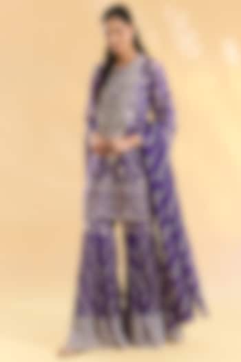 Purple Crepe Gharara Set by Devika Bhayana at Pernia's Pop Up Shop