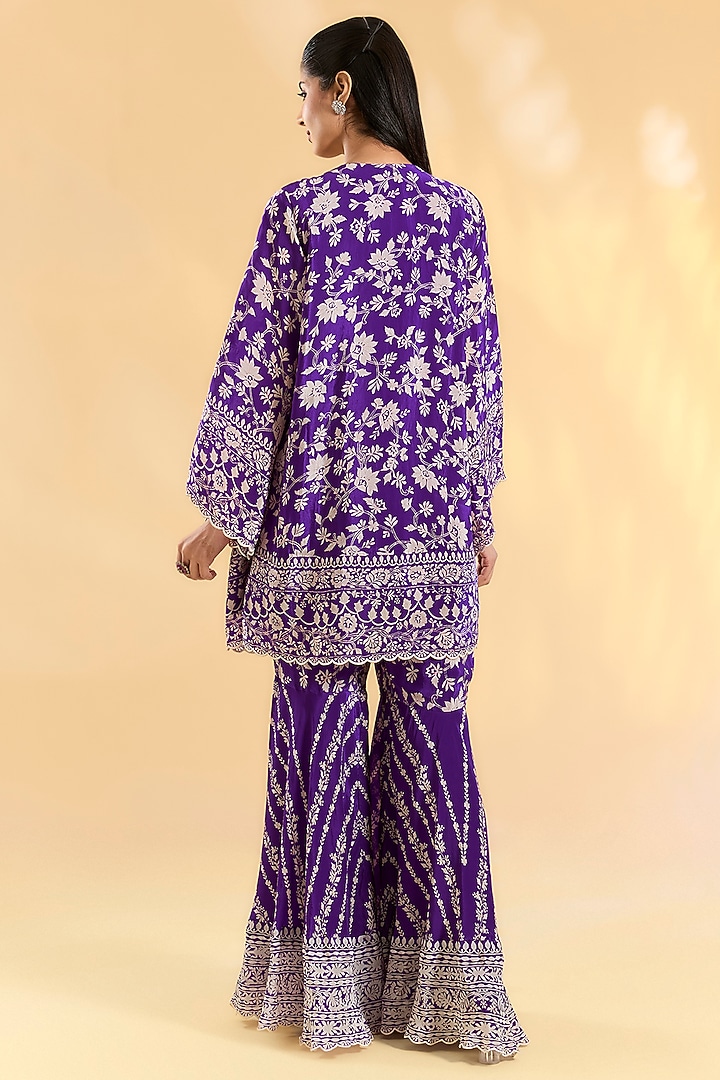 Purple Crepe Gharara Set by Devika Bhayana at Pernia's Pop Up Shop