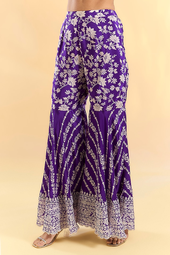 Purple Crepe Gharara Set by Devika Bhayana at Pernia's Pop Up Shop