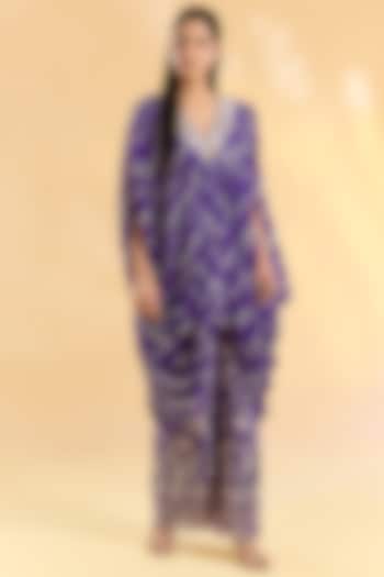 Purple Crepe Palazzo Pant Set by Devika Bhayana at Pernia's Pop Up Shop
