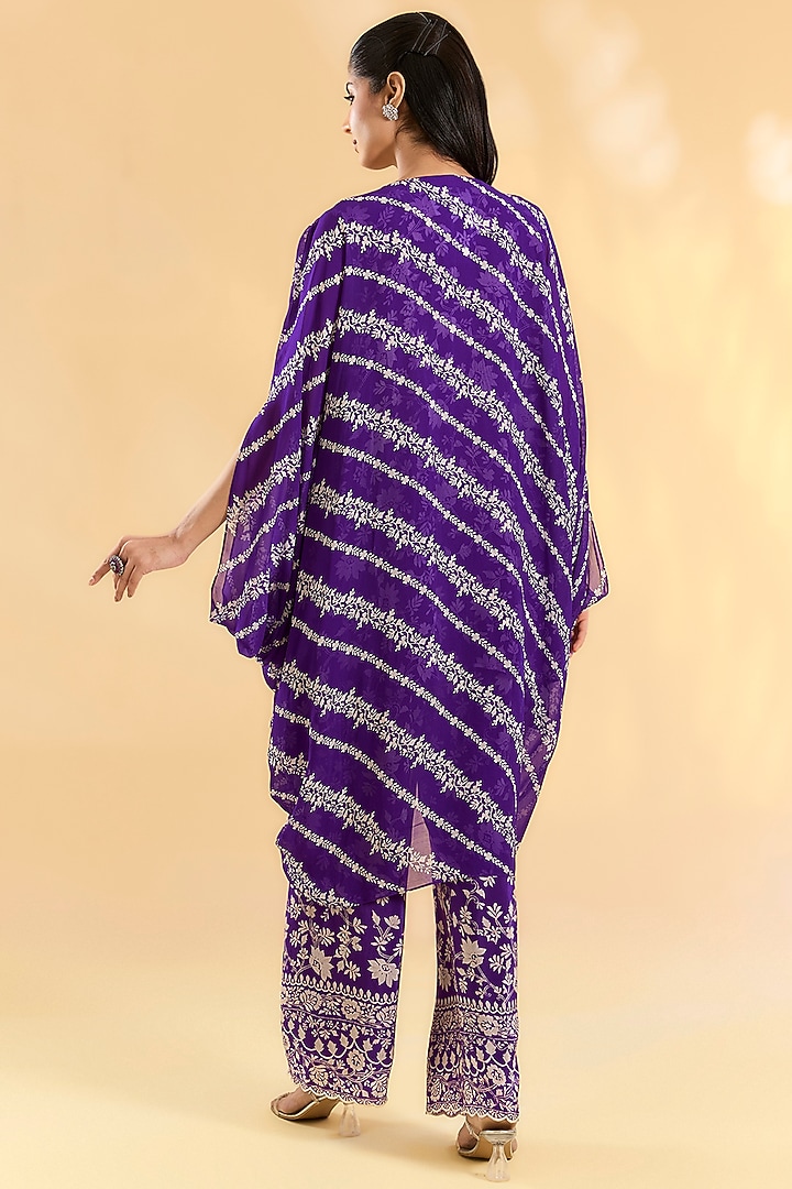 Purple Crepe Palazzo Pant Set by Devika Bhayana at Pernia's Pop Up Shop