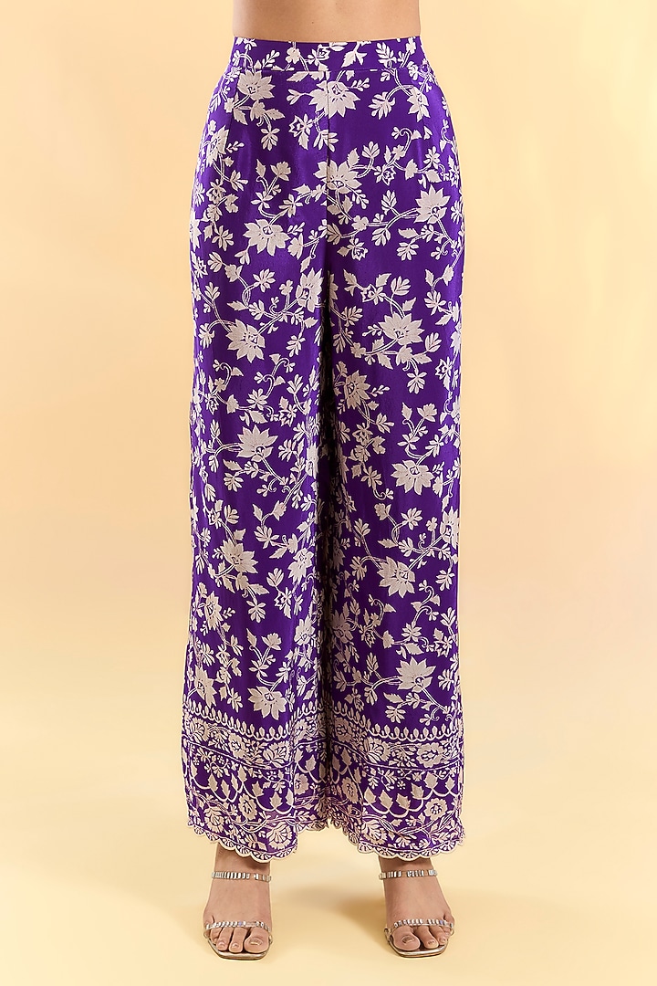 Purple Crepe Palazzo Pant Set by Devika Bhayana at Pernia's Pop Up Shop