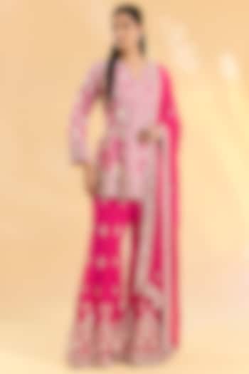 Rani Pink Georgette Bridal Sharara Set by Devika Bhayana at Pernia's Pop Up Shop