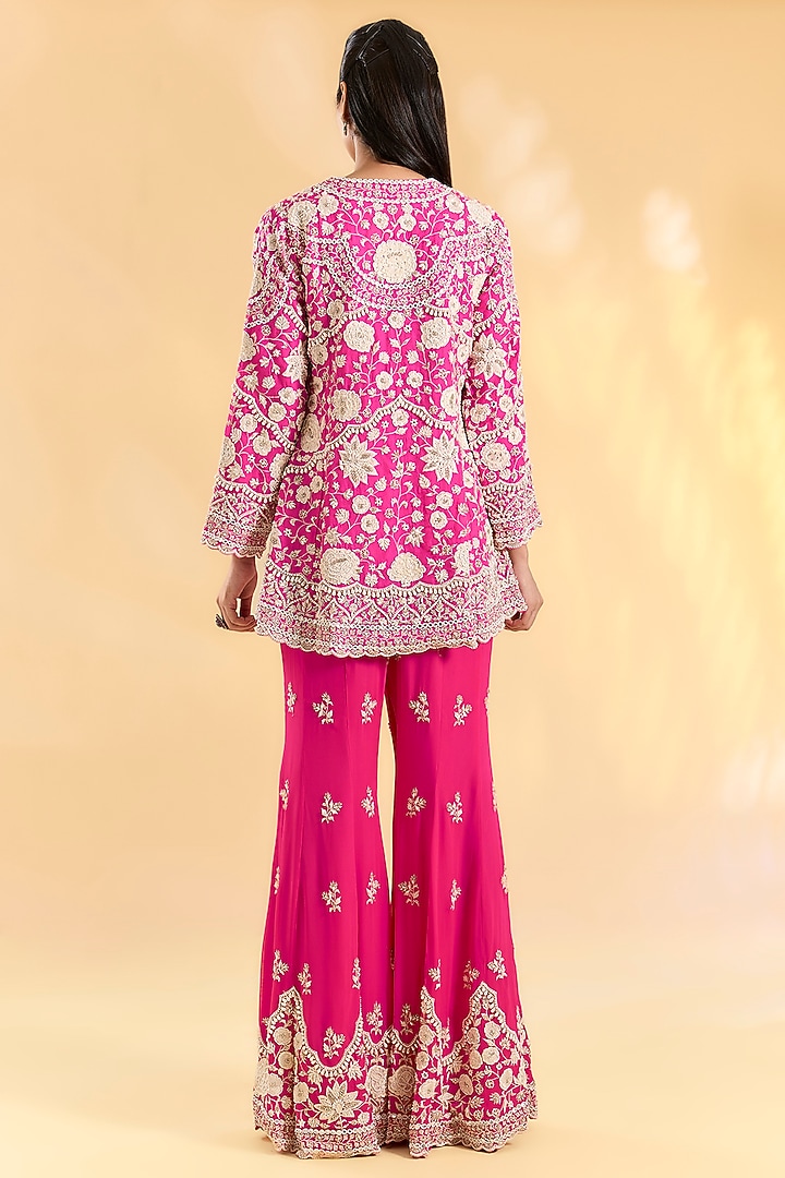 Rani Pink Georgette Bridal Sharara Set by Devika Bhayana at Pernia's Pop Up Shop