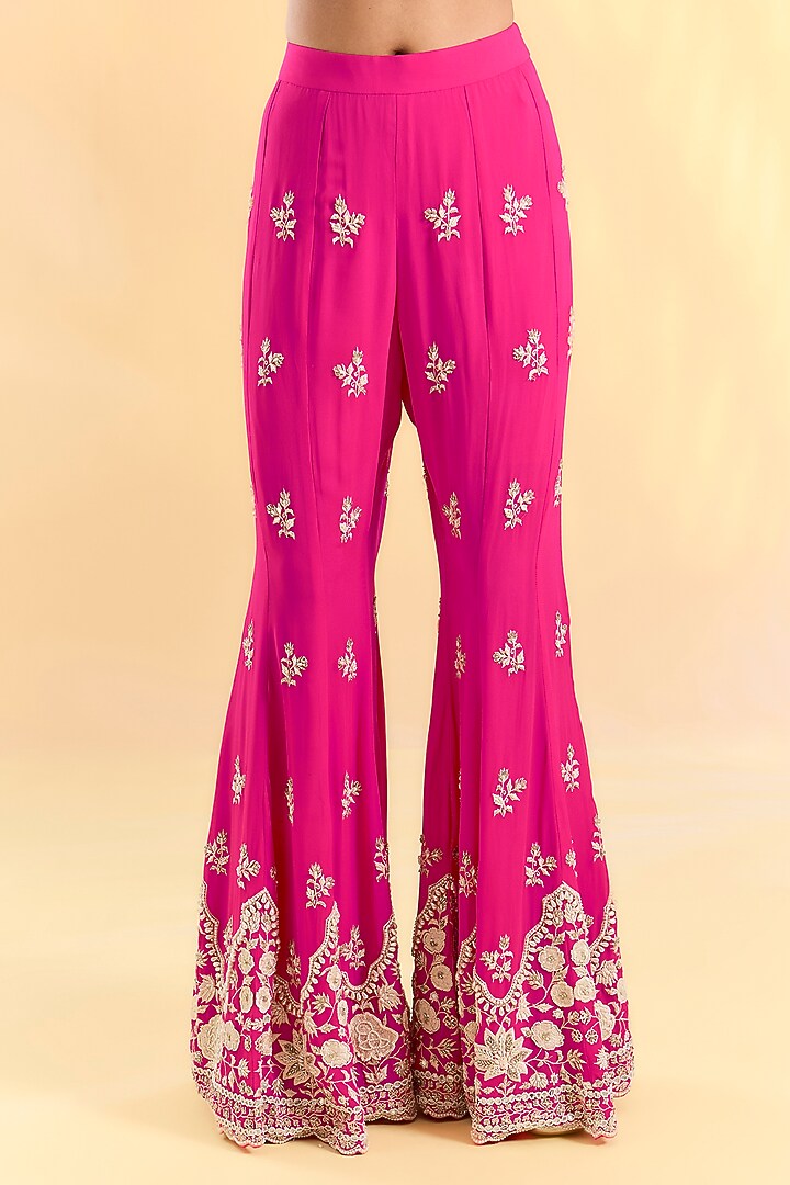 Rani Pink Georgette Bridal Sharara Set by Devika Bhayana at Pernia's Pop Up Shop