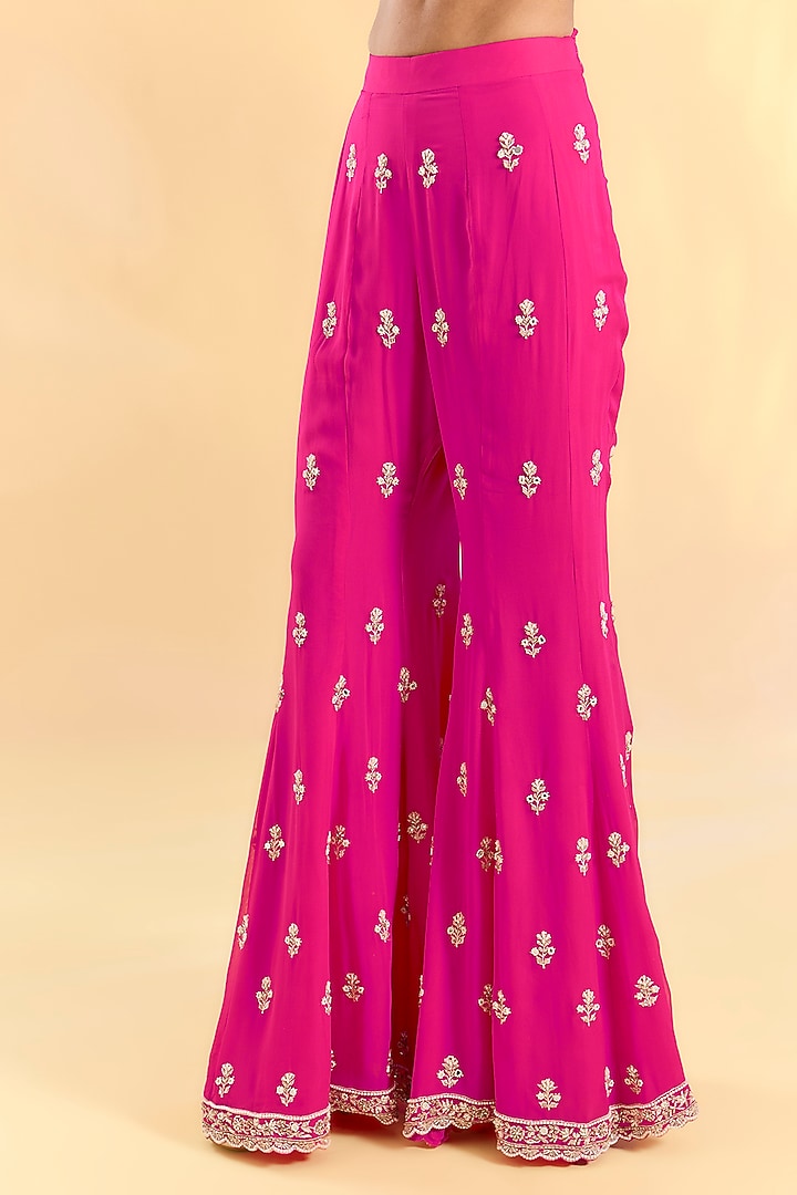 Rani Pink Georgette Bridal Sharara Set by Devika Bhayana at Pernia's Pop Up Shop