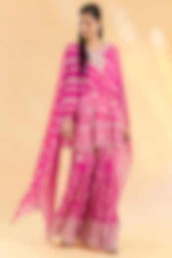 Rani Pink Georgette Gharara Set by Devika Bhayana at Pernia's Pop Up Shop