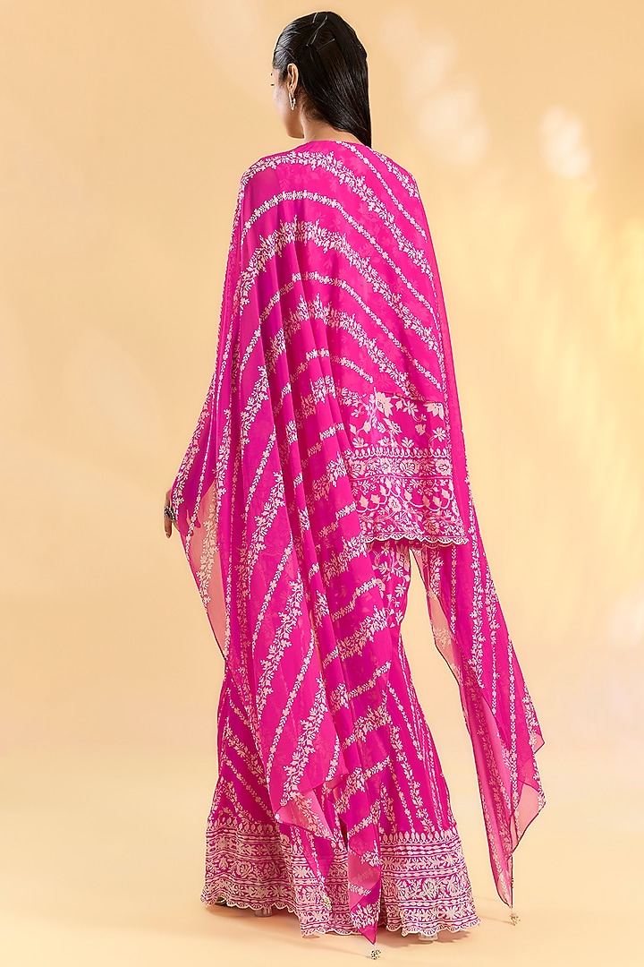 Rani Pink Georgette Gharara Set by Devika Bhayana at Pernia's Pop Up Shop