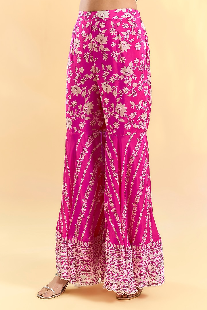 Rani Pink Georgette Gharara Set by Devika Bhayana at Pernia's Pop Up Shop