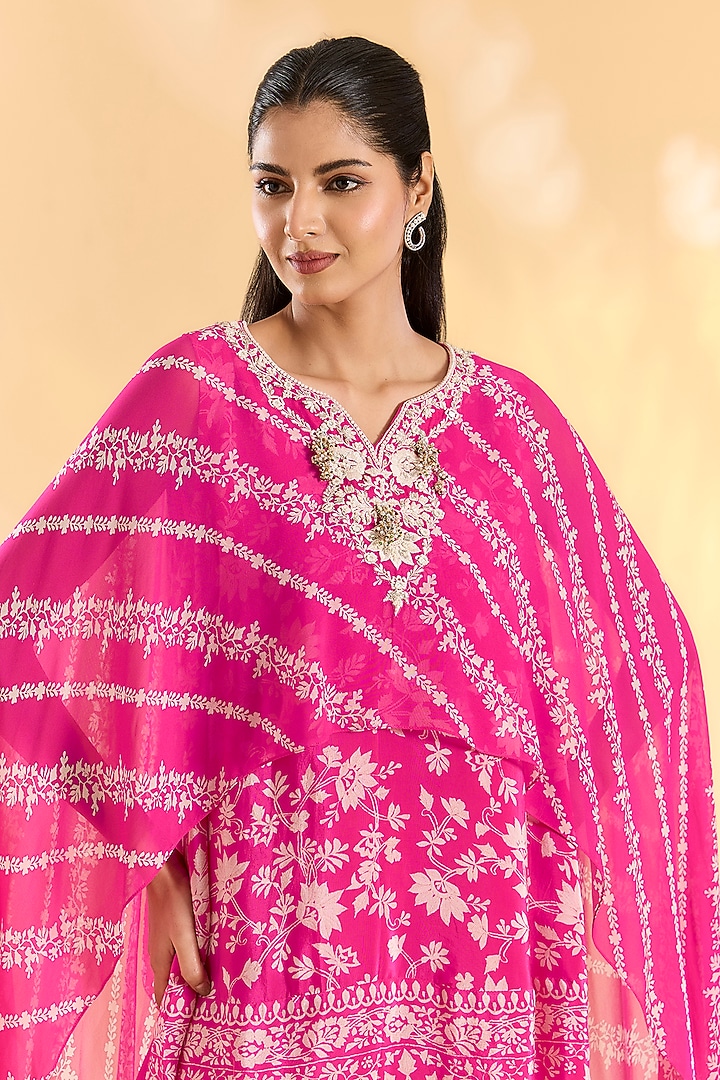 Rani Pink Georgette Gharara Set by Devika Bhayana at Pernia's Pop Up Shop